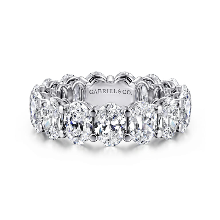 Eternity Band Wedding Ring in 14k White Gold with Oval Natural Diamond at Gabriel & Co. - Shot 1