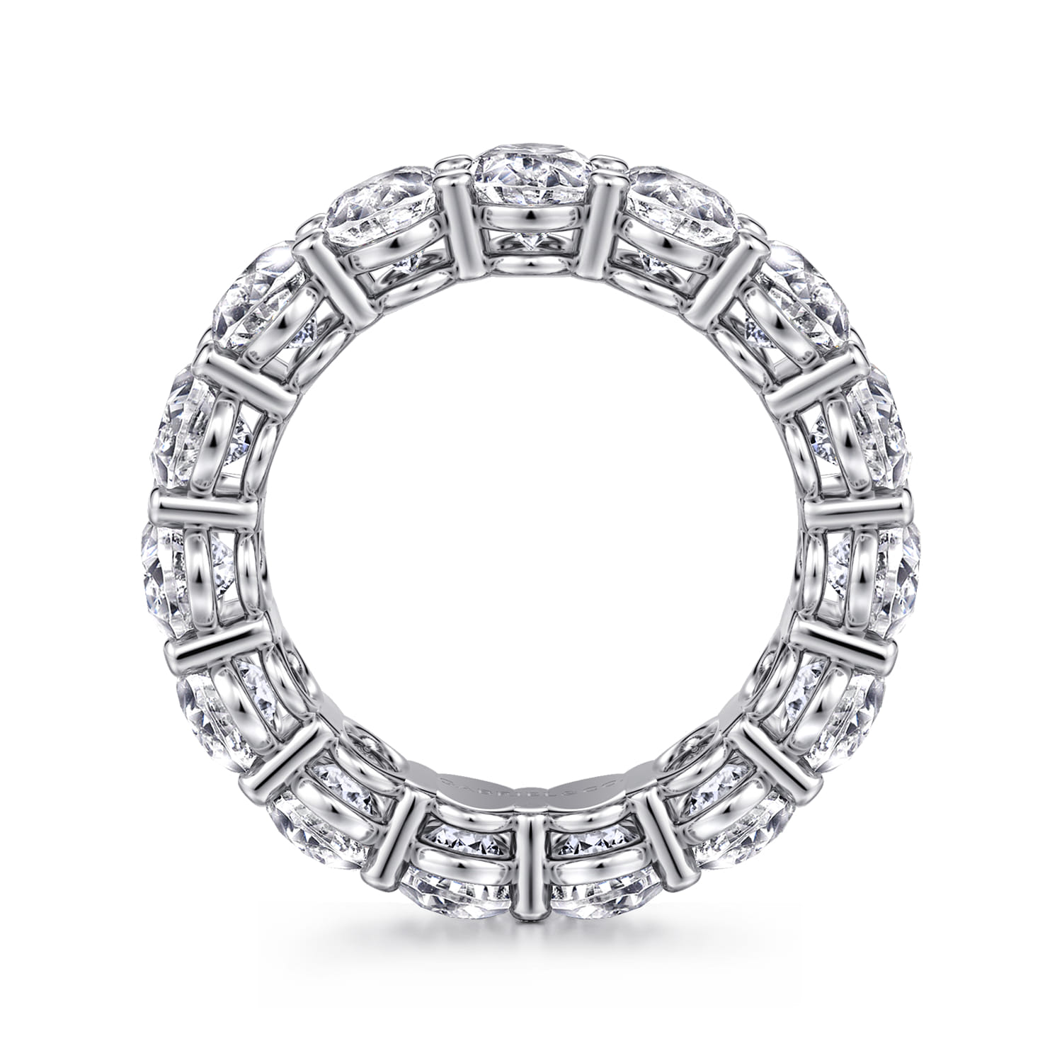 Eternity Band Wedding Ring in 14k White Gold with Oval Natural Diamond at Gabriel & Co. - Shot 2