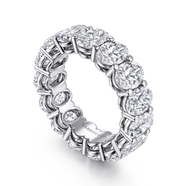 Eternity Band Wedding Ring in 14k White Gold with Oval Natural Diamond at Gabriel & Co. - Shot 3