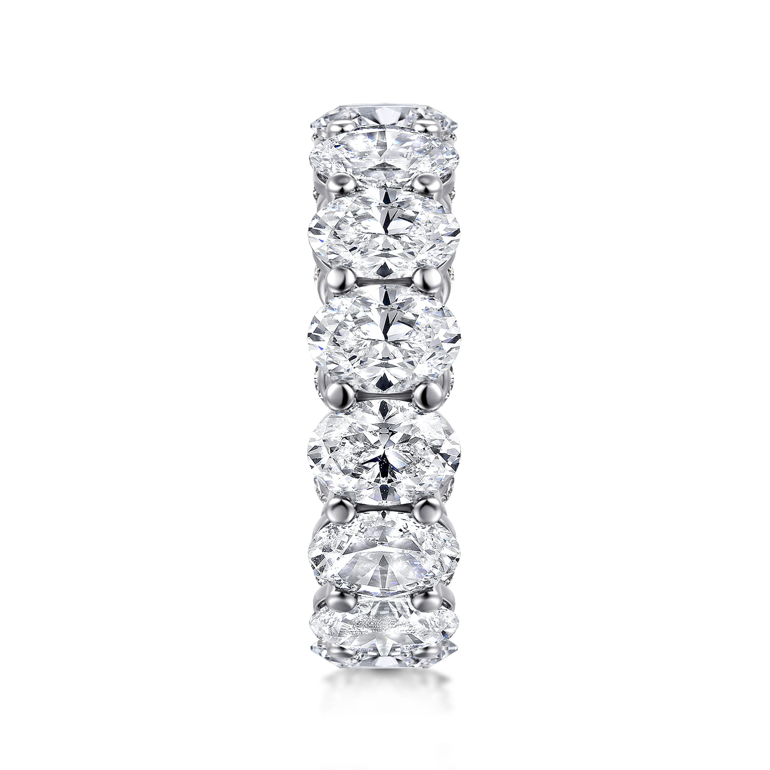 Eternity Band Wedding Ring in 14k White Gold with Oval Natural Diamond at Gabriel & Co. - Shot 4
