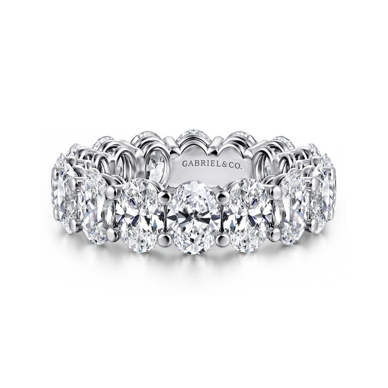Eternity Band Wedding Ring in 14k White Gold with Oval Natural Diamond at Gabriel & Co. - Shot 1