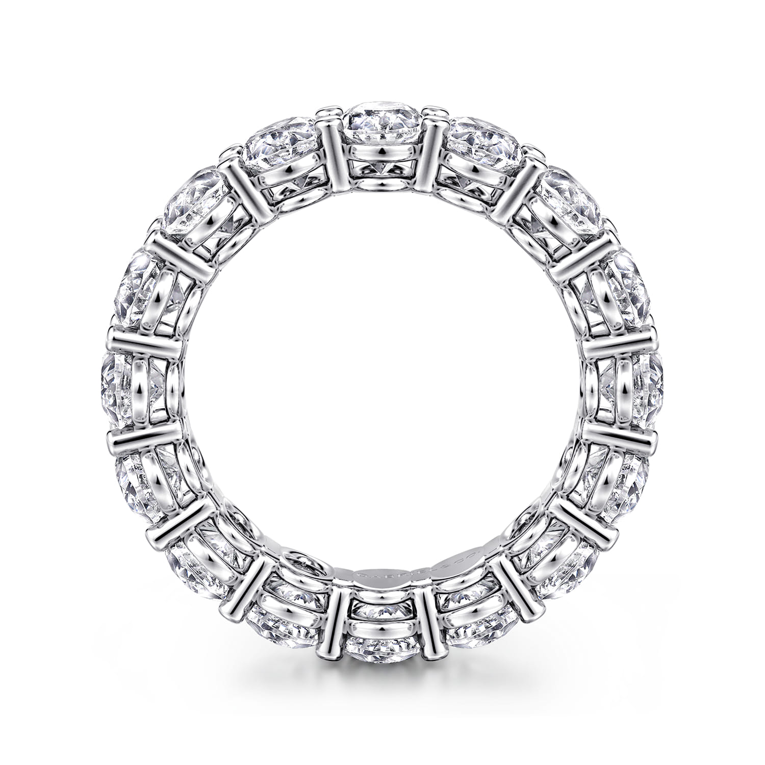 Eternity Band Wedding Ring in 14k White Gold with Oval Natural Diamond at Gabriel & Co. - Shot 2