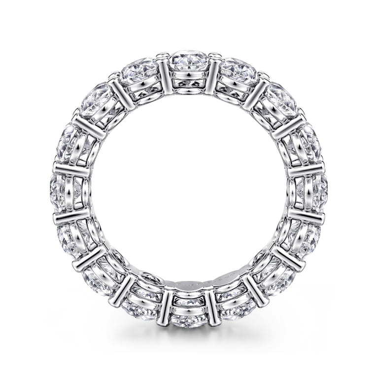 Eternity Band Wedding Ring in 14k White Gold with Oval Natural Diamond at Gabriel & Co. - Shot 2