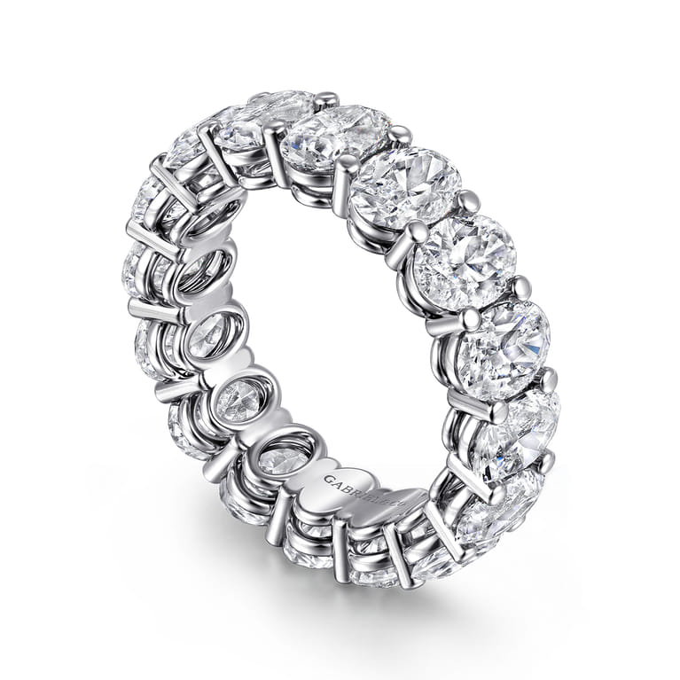 Eternity Band Wedding Ring in 14k White Gold with Oval Natural Diamond at Gabriel & Co. - Shot 3