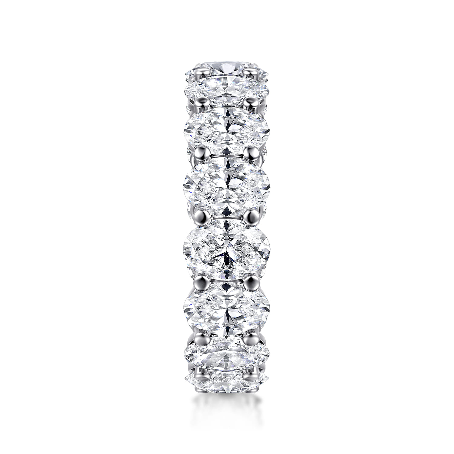 Eternity Band Wedding Ring in 14k White Gold with Oval Natural Diamond at Gabriel & Co. - Shot 4