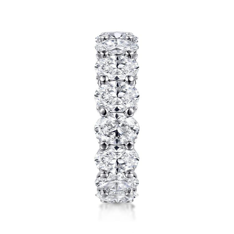 Eternity Band Wedding Ring in 14k White Gold with Oval Natural Diamond at Gabriel & Co. - Shot 4