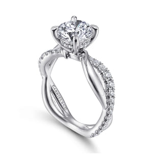Rhapsody - 14K White Gold Round Twisted Diamond Engagement Ring