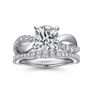 Rhapsody - 14K White Gold Round Twisted Diamond Engagement Ring