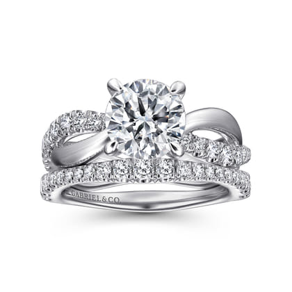 Rhapsody - 14K White Gold Round Twisted Diamond Engagement Ring