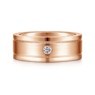 Rhys - 14K Rose Gold Diamond Men's Wedding Ring in Satin Finish