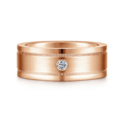 Rhys - 14K Rose Gold Diamond Men's Wedding Ring in Satin Finish