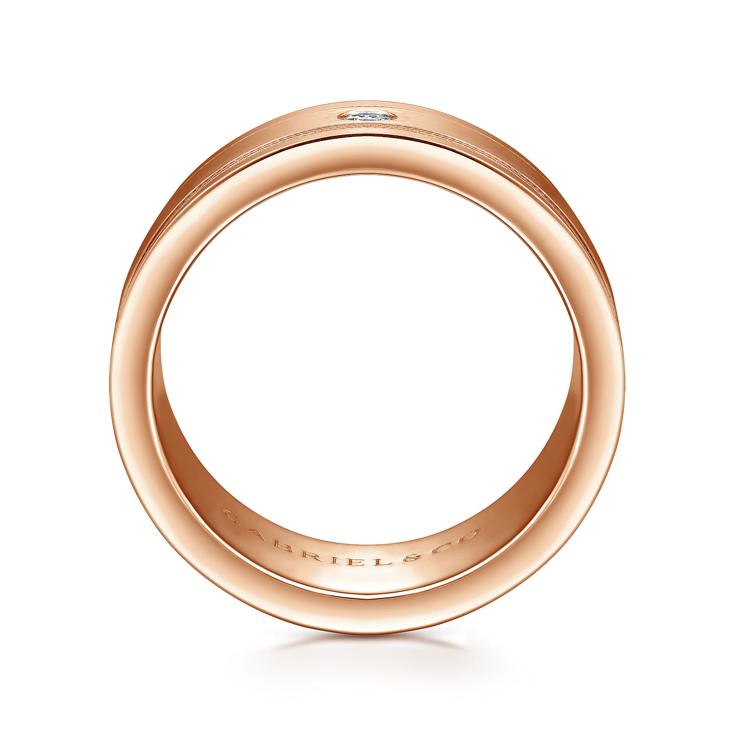 Rhys - 14K Rose Gold Diamond Men's Wedding Ring in Satin Finish