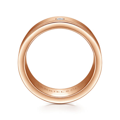 Rhys - 14K Rose Gold Diamond Men's Wedding Ring in Satin Finish