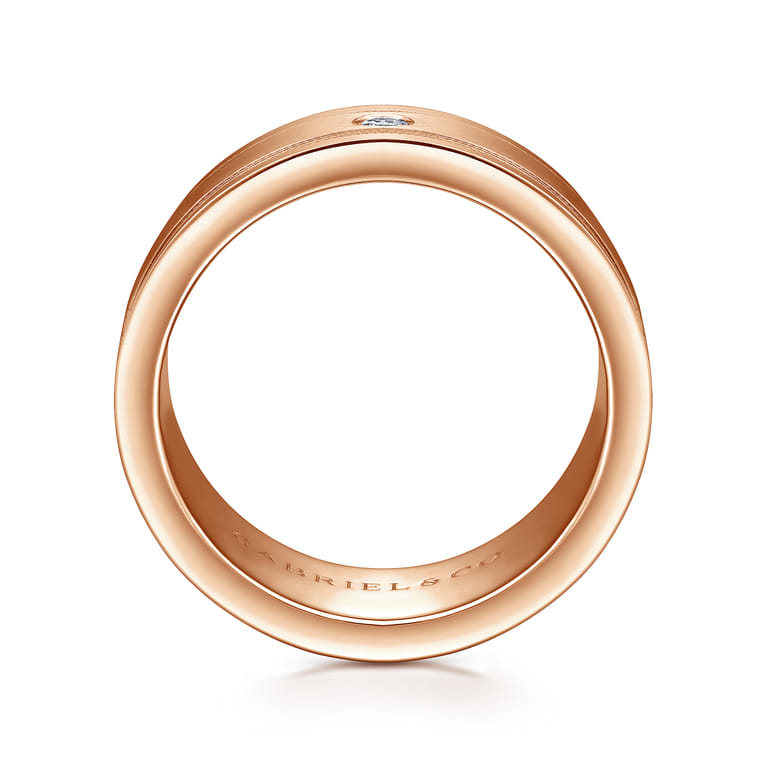 Rhys - 14K Rose Gold Diamond Men's Wedding Ring in Satin Finish - 0.06 ct - Shot 2