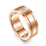 Rhys - 14K Rose Gold Diamond Men's Wedding Ring in Satin Finish - 0.06 ct