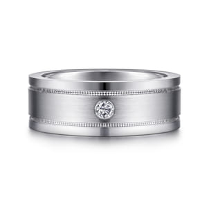 Rhys - 14K White Gold Diamond Men's Wedding Ring in Satin Finish
