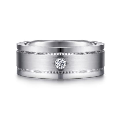 Rhys - 14K White Gold Diamond Men's Wedding Ring in Satin Finish
