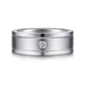 Rhys - 14K White Gold Diamond Men's Wedding Ring in Satin Finish - 0.06 ct