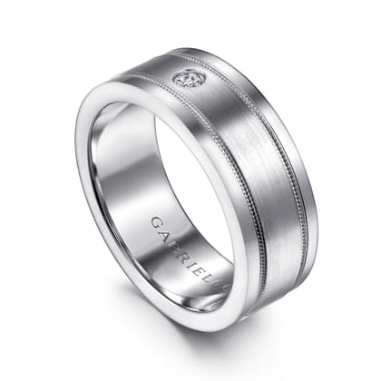 Rhys - 14K White Gold Diamond Men's Wedding Ring in Satin Finish