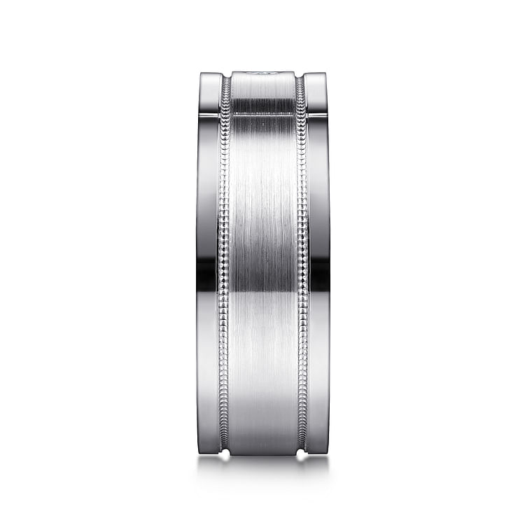 Rhys - 14K White Gold Diamond Men's Wedding Ring in Satin Finish