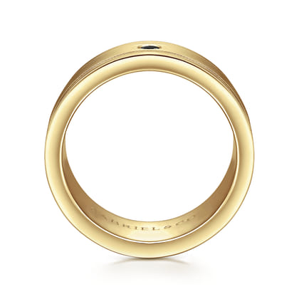 Rhys - 14K Yellow Gold Black Diamond Men's Wedding Ring in Satin Finish