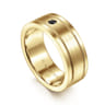 Rhys - 14K Yellow Gold Black Diamond Men's Wedding Ring in Satin Finish - 0.07 ct