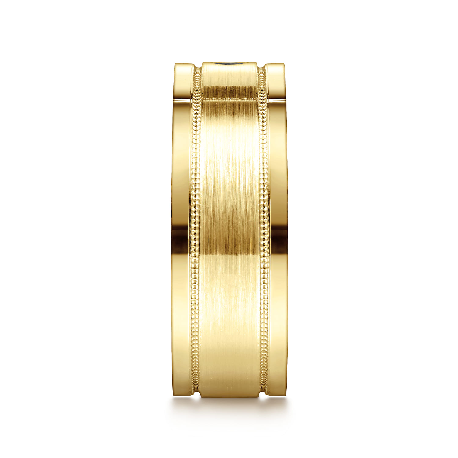 Rhys - 14K Yellow Gold Black Diamond Men's Wedding Ring in Satin Finish