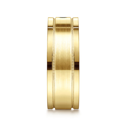 Rhys - 14K Yellow Gold Black Diamond Men's Wedding Ring in Satin Finish