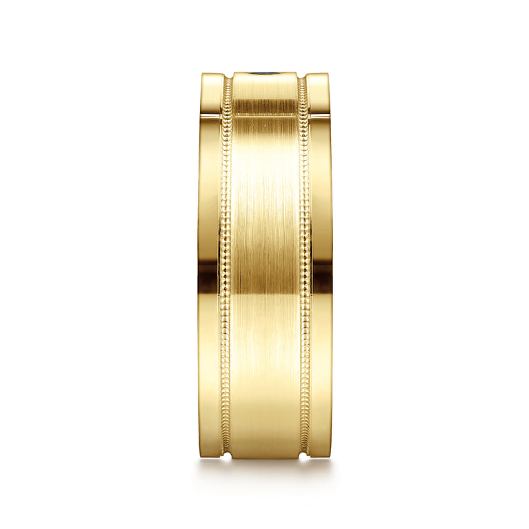 Rhys - 14K Yellow Gold Black Diamond Men's Wedding Ring in Satin Finish - 0.07 ct - Shot 4