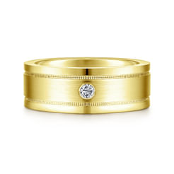Rhys - 14K Yellow Gold Diamond Men's Wedding Ring in Satin Finish