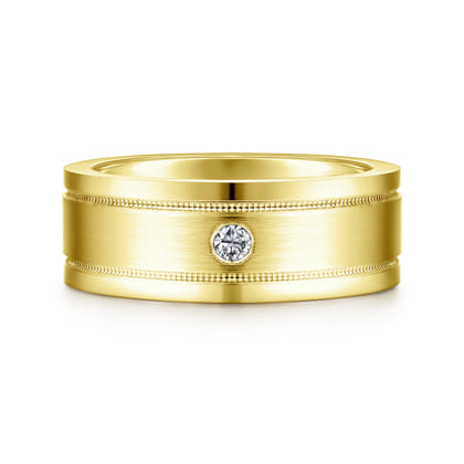 Rhys - 14K Yellow Gold Diamond Men's Wedding Ring in Satin Finish