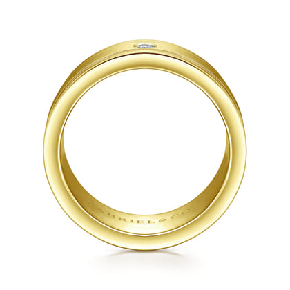 Rhys - 14K Yellow Gold Diamond Men's Wedding Ring in Satin Finish