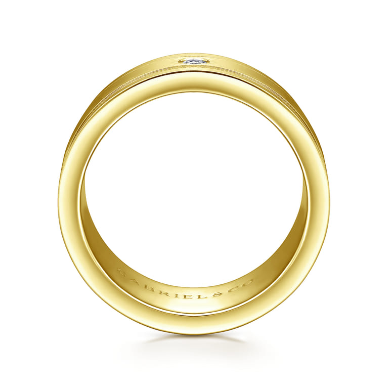Rhys - 14K Yellow Gold Diamond Men's Wedding Ring in Satin Finish - 0.06 ct - Shot 2