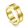 Rhys - 14K Yellow Gold Diamond Men's Wedding Ring in Satin Finish - 0.06 ct