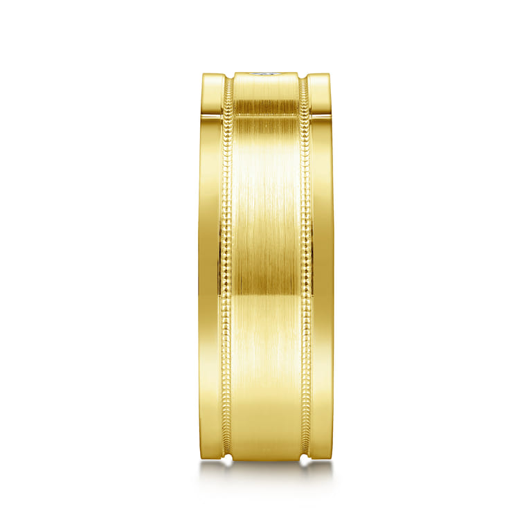 Rhys - 14K Yellow Gold Diamond Men's Wedding Ring in Satin Finish - 0.06 ct - Shot 4
