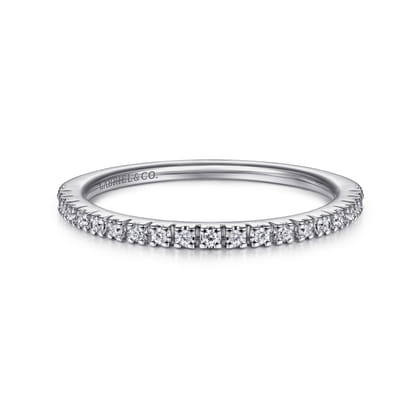 Rialle - 14K White Gold Prong Set Diamond Wedding Band