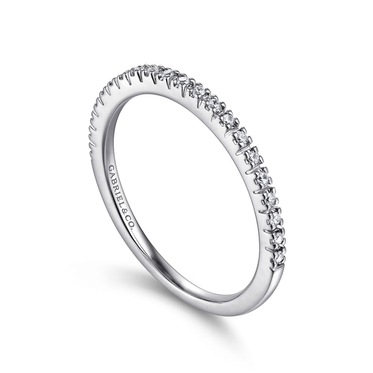 Straight Wedding Ring in 14k White Gold with Round Natural Diamond at Gabriel & Co. - Shot 3