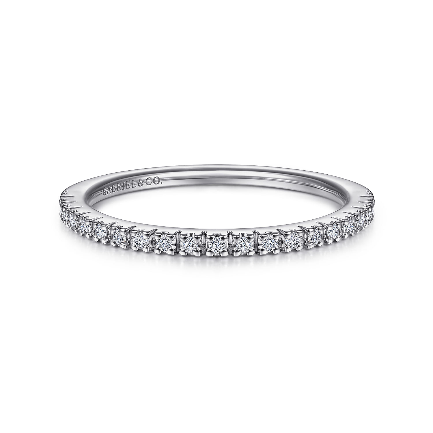 Straight Wedding Ring in Platinum with Round Natural Diamond at Gabriel & Co. - Shot 1