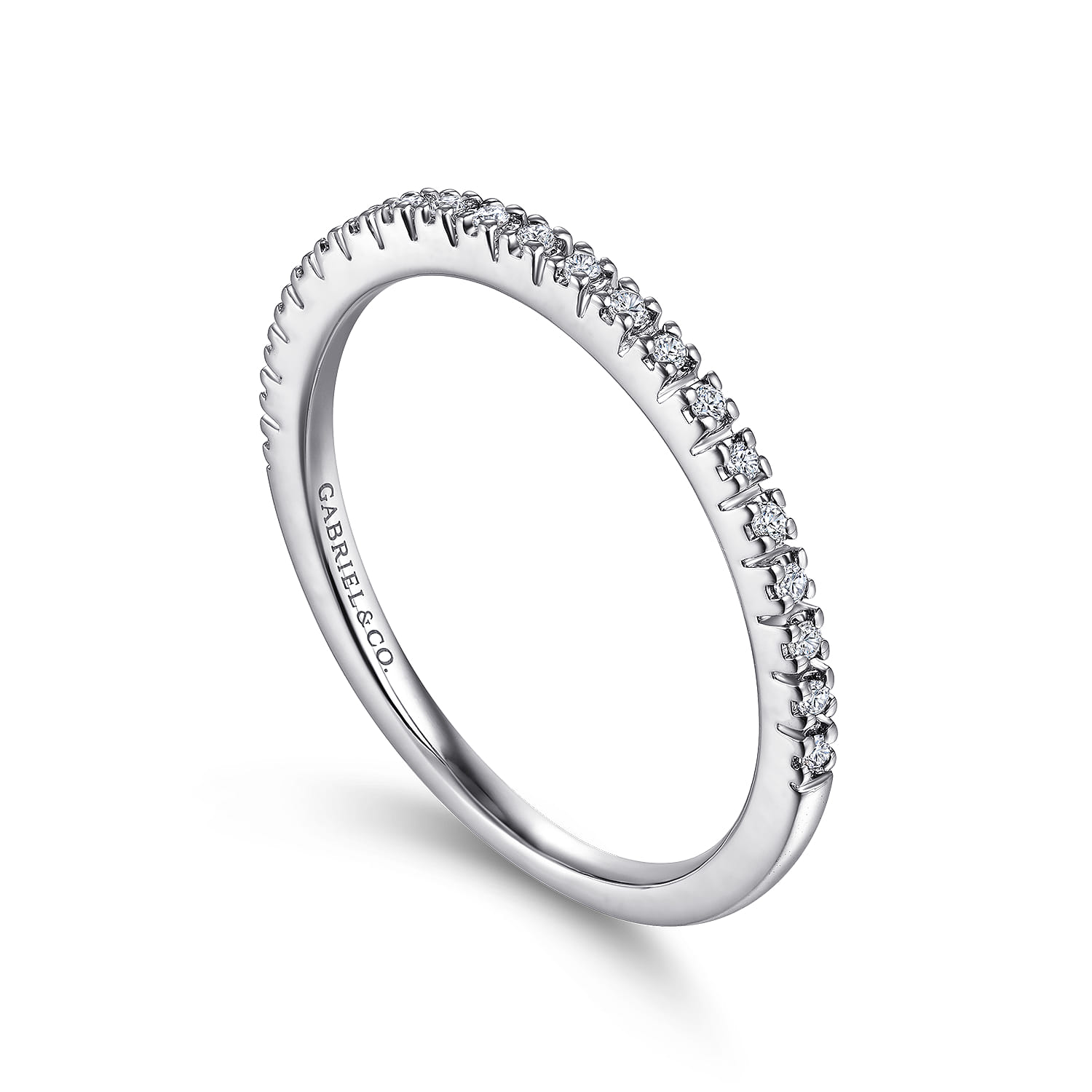 Straight Wedding Ring in Platinum with Round Natural Diamond at Gabriel & Co. - Shot 3