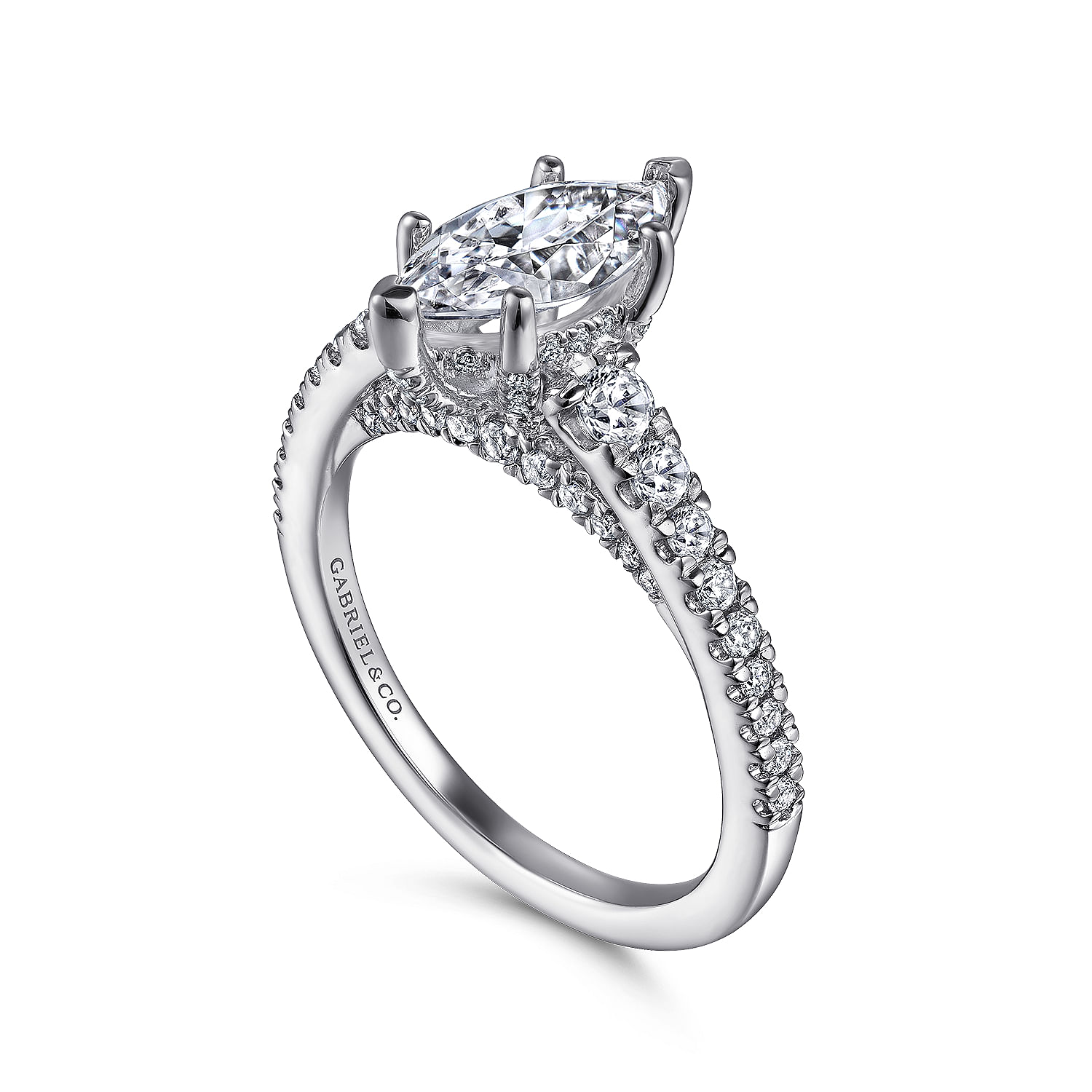Rialta - 14K White Gold Marquise Shape Diamond Engagement Ring - 0.55 ct - Shot 3