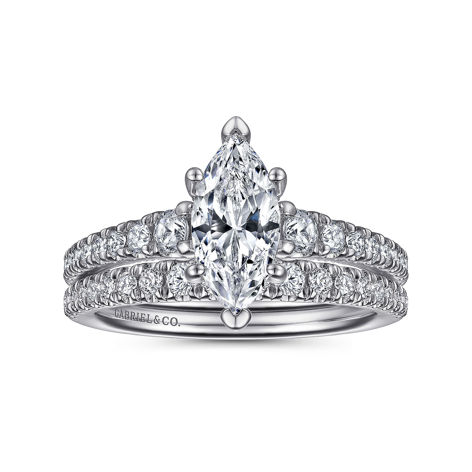 Rialta - 14K White Gold Marquise Shape Diamond Engagement Ring - 0.55 ct - Shot 4