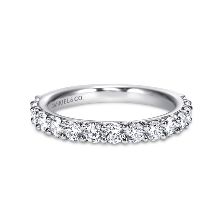 Straight Wedding Ring in 14k White Gold with Round Natural Diamond at Gabriel & Co. - Shot 1