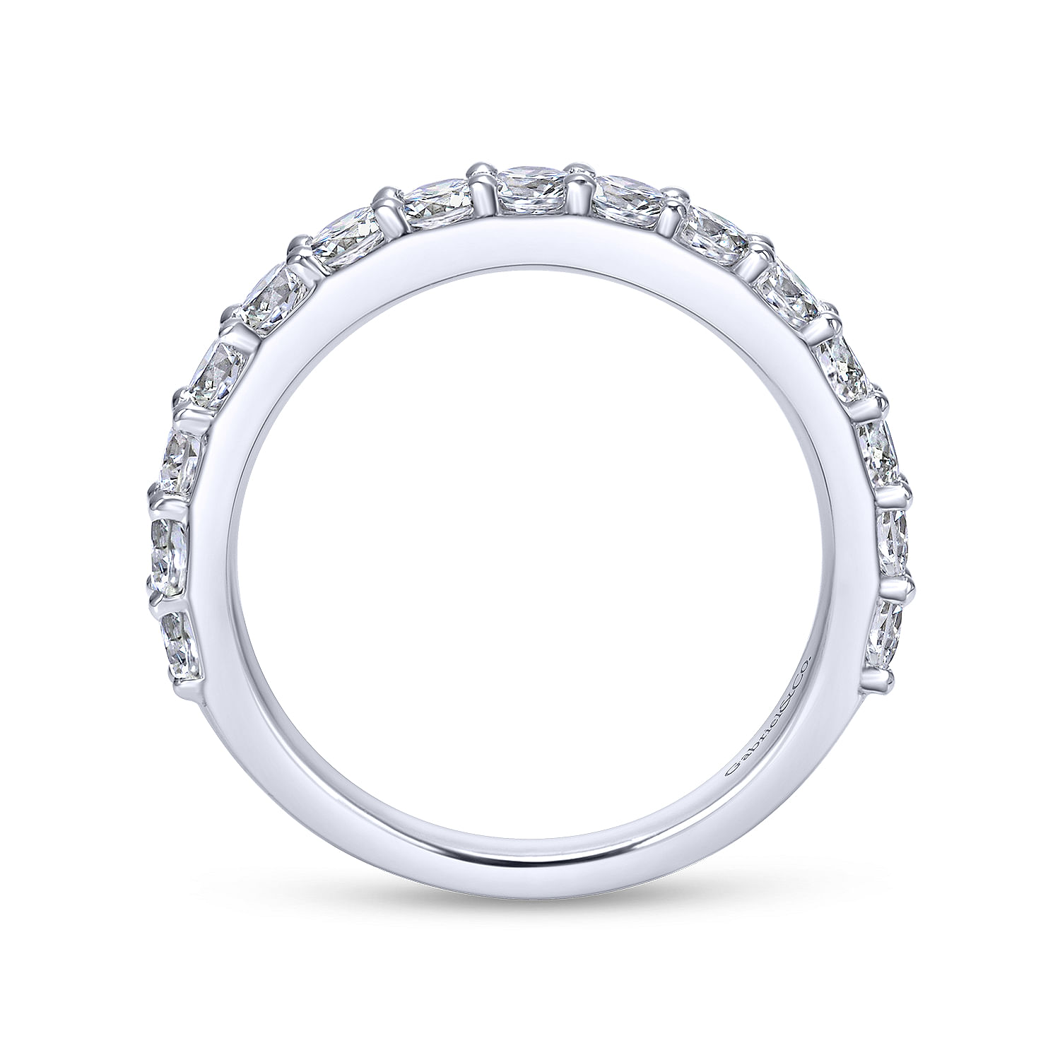 Rialto - 14K White Gold Shared Prong 15 Stone Diamond Wedding Band - 1.05 ct - Shot 2