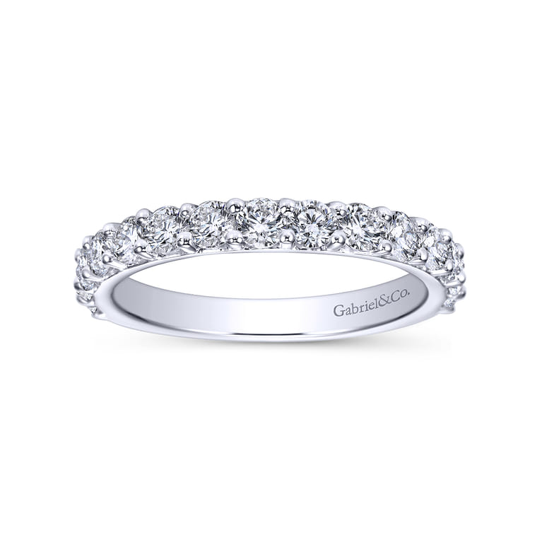 Straight Wedding Ring in 14k White Gold with Round Natural Diamond at Gabriel & Co. - Shot 4