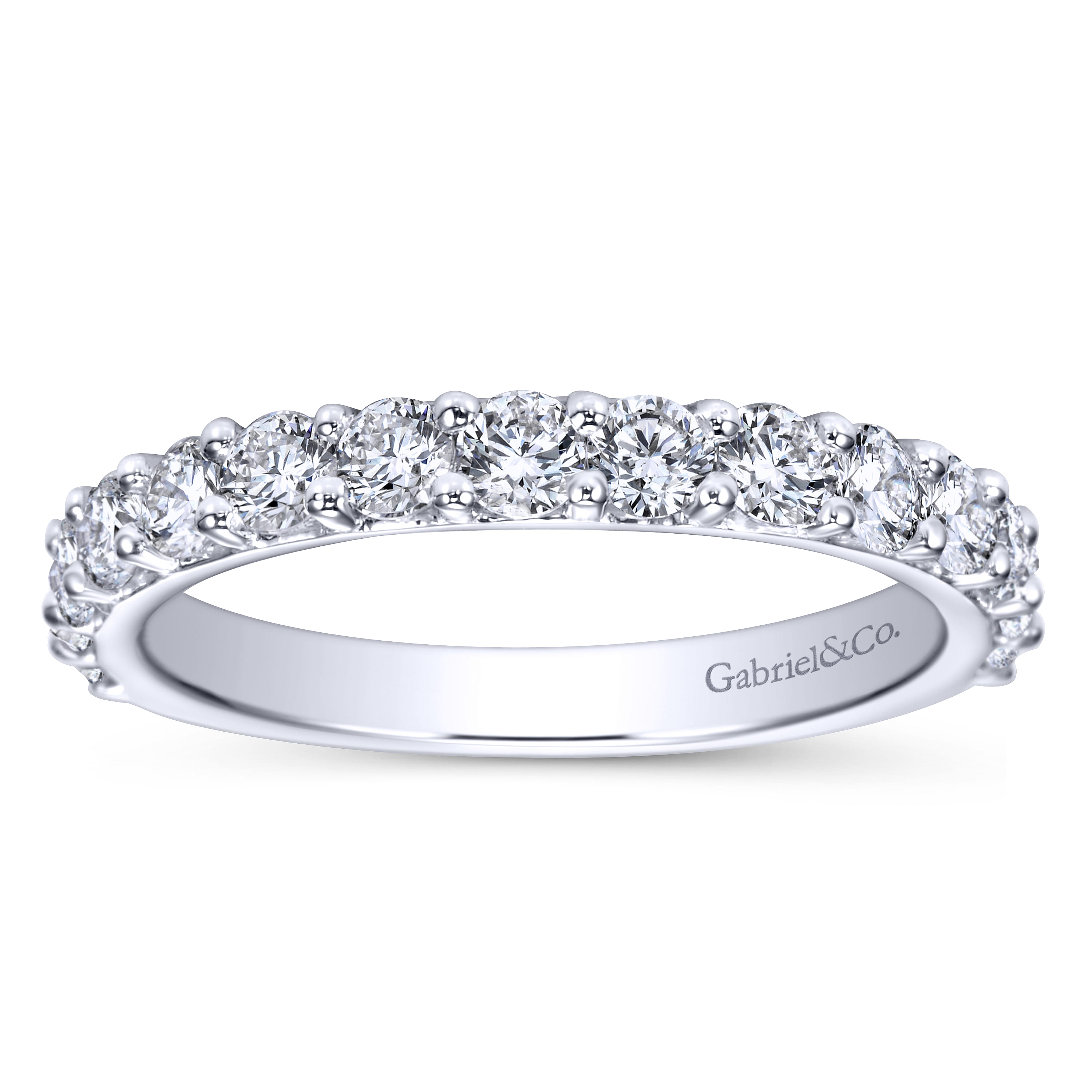 Straight Wedding Ring in 14k White Gold with Round Natural Diamond at Gabriel & Co. - Shot 5