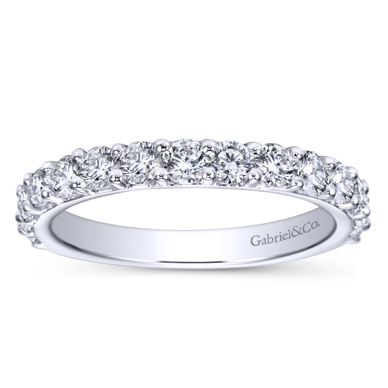Straight Wedding Ring in 14k White Gold with Round Natural Diamond at Gabriel & Co. - Shot 5