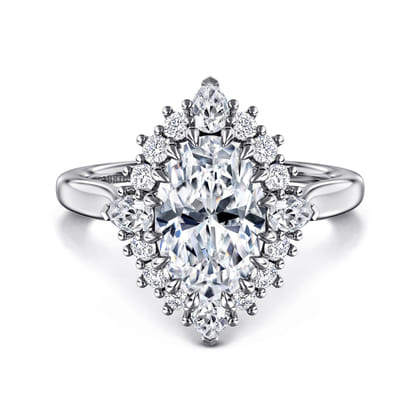 Ridley - 14K White Gold Oval Halo Diamond Engagement Ring