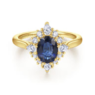 Ridley - 14K Yellow Gold Oval Halo Sapphire and Diamond Engagement Ring
