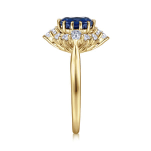 Ridley - 14K Yellow Gold Oval Halo Sapphire and Diamond Engagement Ring
