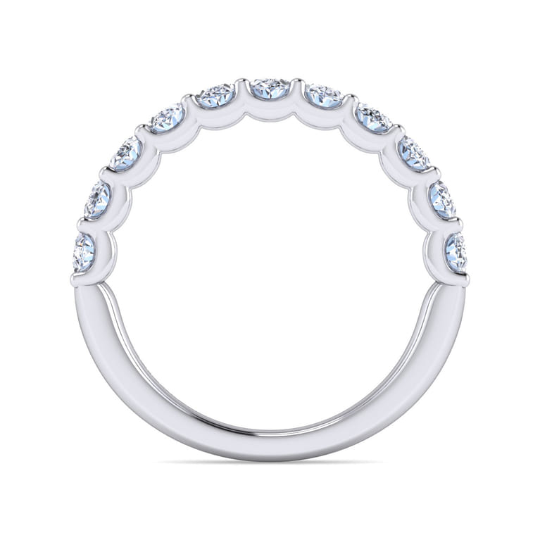 Straight Wedding Ring in 14k White Gold with Oval Natural Diamond at Gabriel & Co. - Shot 2